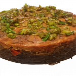 Umami Terrine von schwarzen Bohnennudeln , jungem Pac choi und Natto